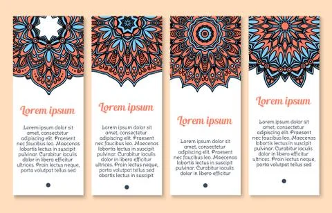 Paisley pattern ornament vector banners set Stock Illustration