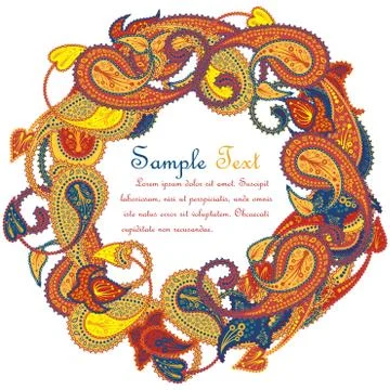 Paisley Pattern Ornate Frame Illustrazione stock