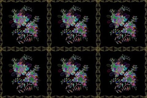 Paisley print hand drawn elements. Home decor. Seamless pattern with fantasy flo Stock Illustration