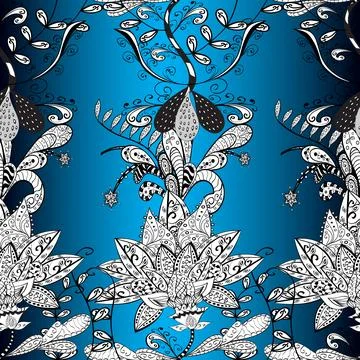 Paisley print hand drawn elements. Seamless pattern with fantasy flowers, natura イラスト素材