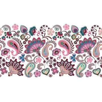 Paisley seamless border pattern. Vector ethnic ornament Illustrazione stock