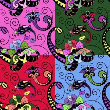 Paisley seamless colorful pattern Ilustração Stock