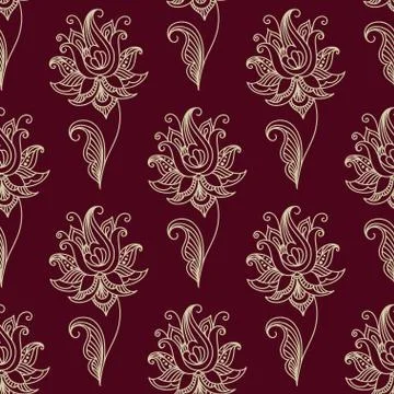 Paisley seamless floral pattern Stockillustratie