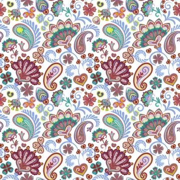 Paisley seamless hand draw vector pattern. Traditional Indian pattern for Illustrazione stock