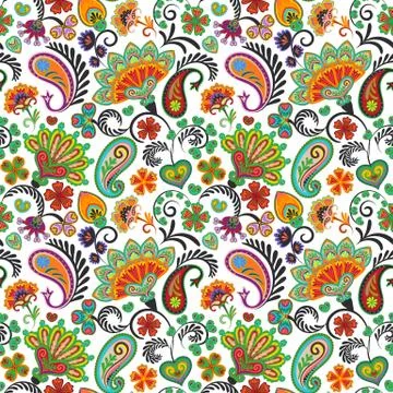 Paisley seamless hand draw vector pattern. Traditional Indian pattern for Illustrazione stock