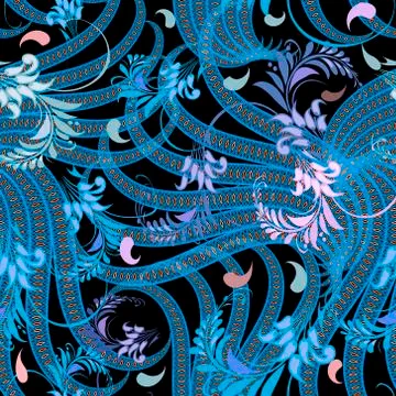 Paisley seamless pattern. Floral vector colorful background. Repeated tribal  Illustrazione stock