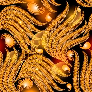 Paisley seamless pattern. Floral vector colorful background. Repeated tribal  Illustrazione stock
