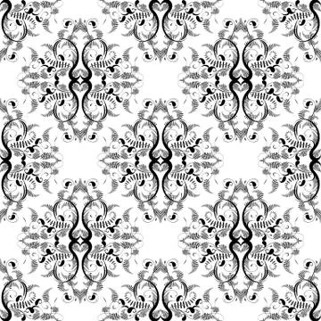 Paisley seamless pattern. Hand drawn monochrome ornaments. Illustrazione stock
