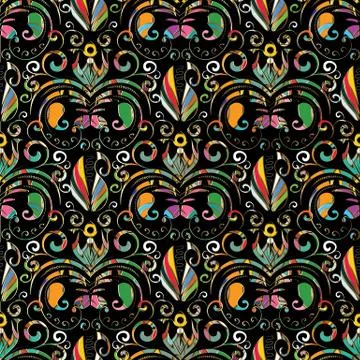 Paisley seamless pattern. Vector colorful floral patterned background Illustrazione stock