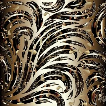 Paisley seamless pattern. Vector floral black background wallpaper illustrati Stock Illustration