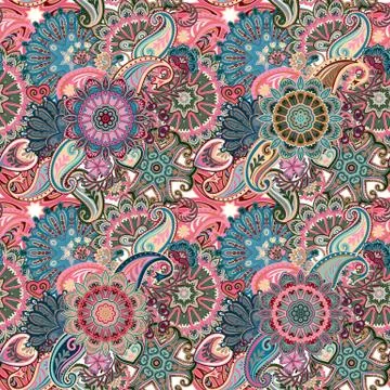 Paisley seamless pattern. Vector illustration in asian textile style Illustrazione stock