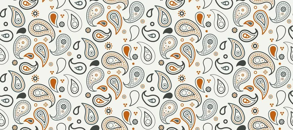Paisley sparse and complexity flowing. Romantic tribal with national floral.. Stock Illustration
