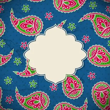 Paisley textured background with a frame Stock Illustration
