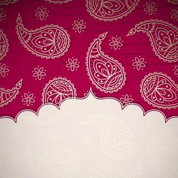 Paisley textured background with a frame Stock Illustration