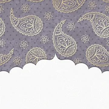 Paisley textured background with a frame Stock Illustration