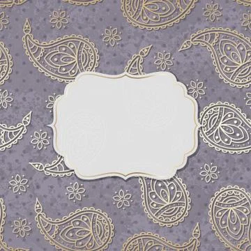 Paisley textured background with a frame Stock Illustration
