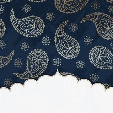 Paisley textured background with a frame Stock Illustration