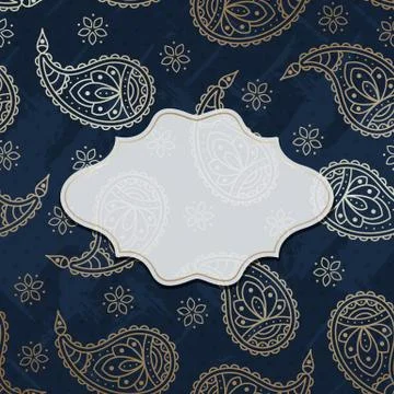 Paisley textured background with a frame Stock Illustration