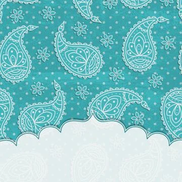Paisley textured background with a frame Stock Illustration