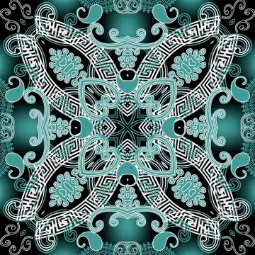 Paisley vector seamless pattern. Arabesque style floral greek background. Ethnic Stock Illustration