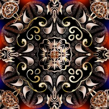 Paisley vector seamless pattern. Colorful ornamental ethnic background. Lacy Illustrazione stock