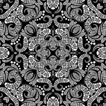 Paisley vector seamless pattern. Ornamental patterned ethnic greek background Illustrazione stock