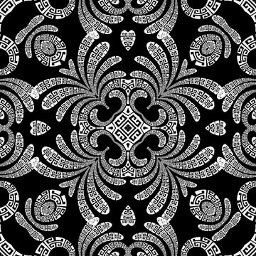 Paisley vector seamless pattern. Ornamental patterned greek background. Vintage Illustrazione stock