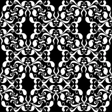 Paisleys vector seamless pattern. Black floral background wallpa イラスト素材