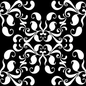 Paisleys vector seamless pattern. Black floral background wallpa Stockillustratie