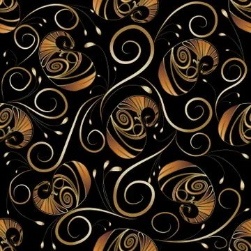 Paisleys vector seamless pattern. Black floral background wallpa Stockillustratie