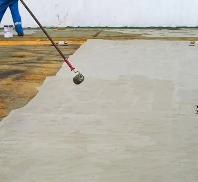 Paiting main deck on a big ship Stock Photos