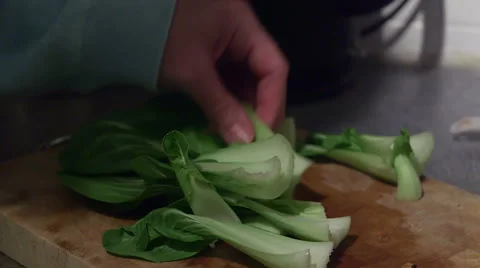 Pak Choi on cutting board Video stock 45621249
