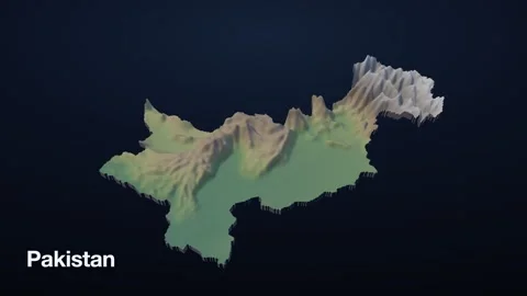 Pakistan 3D elevation relief map Vídeos de archivo 340608032