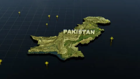 Pakistan 3D Map With Animation Video stock 308952356