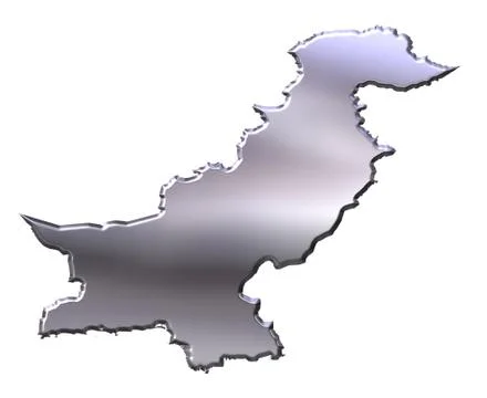 Pakistan 3D Silver Map Stock Illustration
