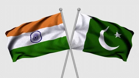 Pakistan and India Flags Stock Footage 340148788