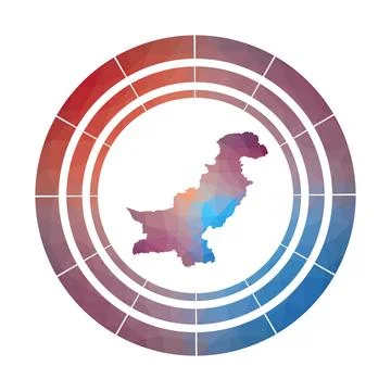 Pakistan badge. Bright gradient logo of country in low poly style. Multicol.. Stock Illustration