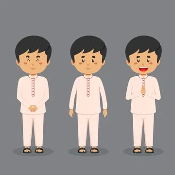 Pakistan Character with Various Expression Stock Illustration