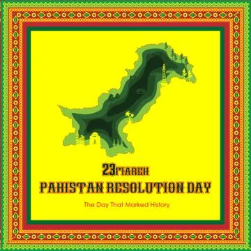 Pakistan Day Vector Template Design Illustration Happy Pakistan's Resolution Stock Illustration