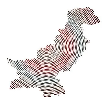 Pakistan dotted map. Digital style shape of Pakistan. Tech icon of the coun.. イラスト素材