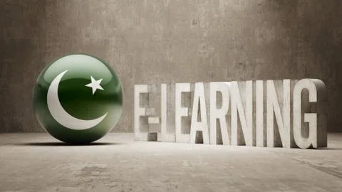 Pakistan. E-Learning  Concept 스톡 일러스트