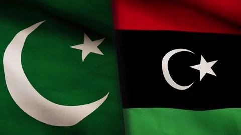 Pakistan flag and Libya Stock Footage 315697371