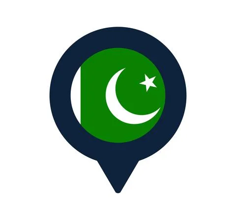 Pakistan flag and map pointer icon. National flag location icon vector design 스톡 일러스트