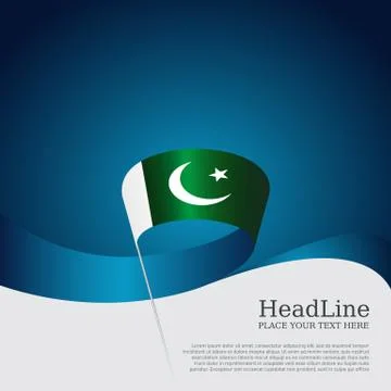Pakistan flag background. Vector design. Wavy ribbon colors flag of pakistan Stock Illustration