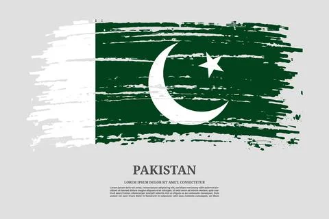Pakistan flag with brush stroke effect and information text poster, vector Illustrazione stock