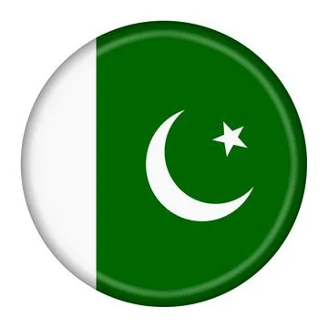 Pakistan flag button 3d illustration green white star Stock Illustration