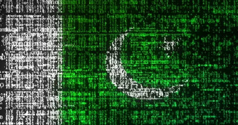 Pakistan flag digital code Video stock 302589020