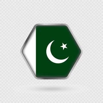 Pakistan flag in a hexagon frame. Stock Illustration