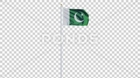 Pakistan flag, long shot, isolated with alpha channel Stock Photos