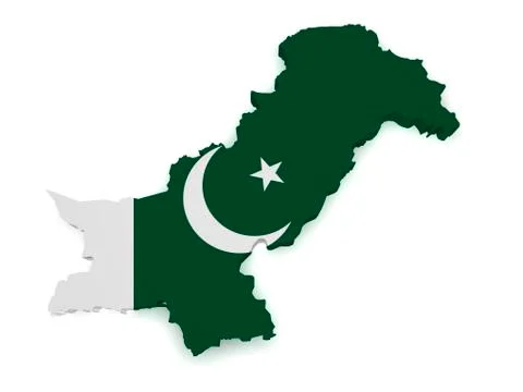 Pakistan flag map 3d shape Stock Illustration